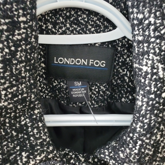 London Fog Women's Black and White Pea Coat S/M Wool Jacket - Picture 8 of 17